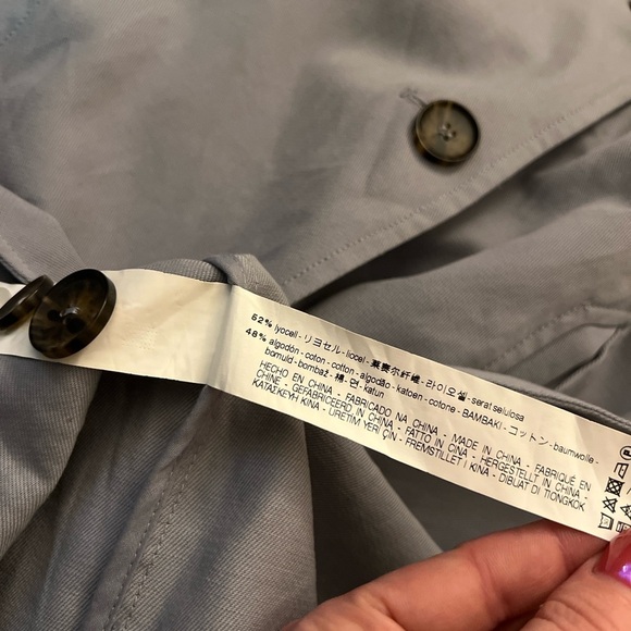Zara Blue Belted Trench Coat S-M - Picture 7 of 8